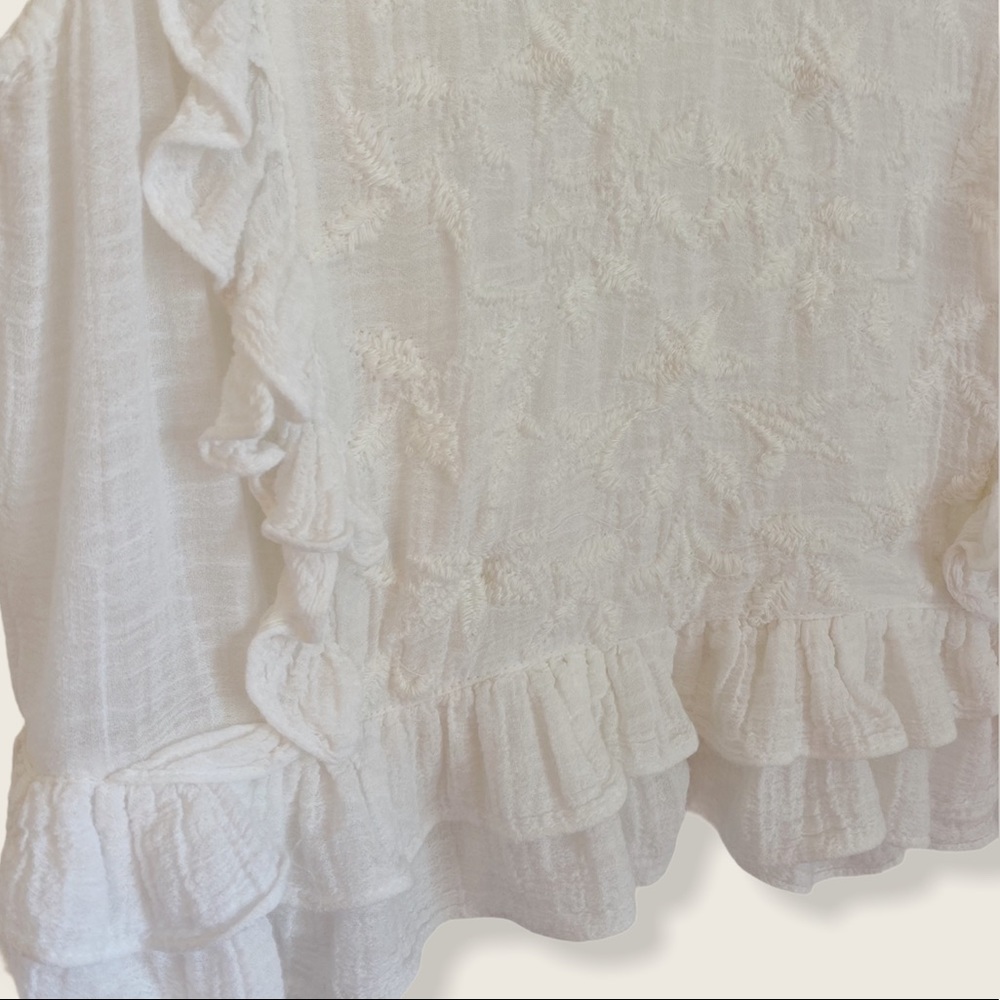 Zara Ruffled Embroidered Crop Blouse - Picture 3 of 5